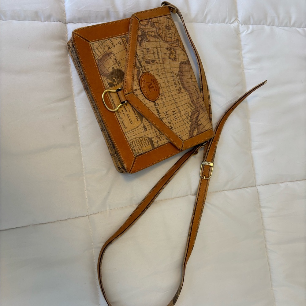 Vintage Map Print Crossbody Bag